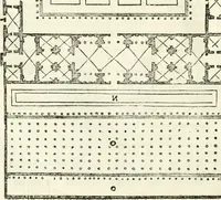 An illustration from I quattro libri dell'architettura di Andrea Palladio : ne' quali, dopò vn breue trattato de' cinque ordini, & di quelli auertimenti, che sono più necesarij nel fabricare : si tratta delle case private, delle vie, de i ponti, delle piazze, de i xisti, & de'tempij (1616)