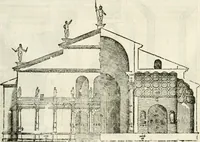 An illustration from I quattro libri dell'architettura di Andrea Palladio : ne' quali, dopò vn breue trattato de' cinque ordini, & di quelli auertimenti, che sono più necesarij nel fabricare : si tratta delle case private, delle vie, de i ponti, delle piazze, de i xisti, & de'tempij (1616)