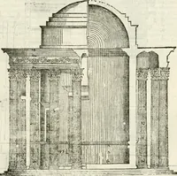 An illustration from I quattro libri dell'architettura di Andrea Palladio : ne' quali, dopò vn breue trattato de' cinque ordini, & di quelli auertimenti, che sono più necesarij nel fabricare : si tratta delle case private, delle vie, de i ponti, delle piazze, de i xisti, & de'tempij (1616)