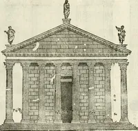 An illustration from I quattro libri dell'architettura di Andrea Palladio : ne' quali, dopò vn breue trattato de' cinque ordini, & di quelli auertimenti, che sono più necesarij nel fabricare : si tratta delle case private, delle vie, de i ponti, delle piazze, de i xisti, & de'tempij (1616)