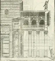 An illustration from I quattro libri dell'architettura di Andrea Palladio : ne' quali, dopò vn breue trattato de' cinque ordini, & di quelli auertimenti, che sono più necesarij nel fabricare : si tratta delle case private, delle vie, de i ponti, delle piazze, de i xisti, & de'tempij (1616)