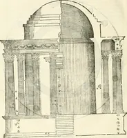 An illustration from I quattro libri dell'architettura di Andrea Palladio : ne' quali, dopò vn breue trattato de' cinque ordini, & di quelli auertimenti, che sono più necesarij nel fabricare : si tratta delle case private, delle vie, de i ponti, delle piazze, de i xisti, & de'tempij (1616)