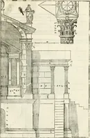 An illustration from I quattro libri dell'architettura di Andrea Palladio : ne' quali, dopò vn breue trattato de' cinque ordini, & di quelli auertimenti, che sono più necesarij nel fabricare : si tratta delle case private, delle vie, de i ponti, delle piazze, de i xisti, & de'tempij (1616)
