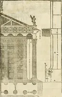 An illustration from I quattro libri dell'architettura di Andrea Palladio : ne' quali, dopò vn breue trattato de' cinque ordini, & di quelli auertimenti, che sono più necesarij nel fabricare : si tratta delle case private, delle vie, de i ponti, delle piazze, de i xisti, & de'tempij (1616)
