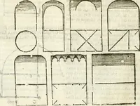 An illustration from I quattro libri dell'architettura di Andrea Palladio : ne' quali, dopò vn breue trattato de' cinque ordini, & di quelli auertimenti, che sono più necesarij nel fabricare : si tratta delle case private, delle vie, de i ponti, delle piazze, de i xisti, & de'tempij (1616)