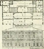 An illustration from I quattro libri dell'architettura di Andrea Palladio : ne' quali, dopò vn breue trattato de' cinque ordini, & di quelli auertimenti, che sono più necesarij nel fabricare : si tratta delle case private, delle vie, de i ponti, delle piazze, de i xisti, & de'tempij (1616)