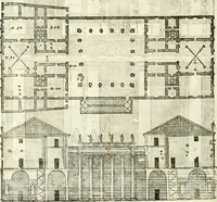 An illustration from I quattro libri dell'architettura di Andrea Palladio : ne' quali, dopò vn breue trattato de' cinque ordini, & di quelli auertimenti, che sono più necesarij nel fabricare : si tratta delle case private, delle vie, de i ponti, delle piazze, de i xisti, & de'tempij (1616)
