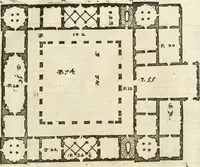 An illustration from I quattro libri dell'architettura di Andrea Palladio : ne' quali, dopò vn breue trattato de' cinque ordini, & di quelli auertimenti, che sono più necesarij nel fabricare : si tratta delle case private, delle vie, de i ponti, delle piazze, de i xisti, & de'tempij (1616)