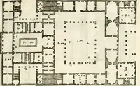 An illustration from I quattro libri dell'architettura di Andrea Palladio : ne' quali, dopò vn breue trattato de' cinque ordini, & di quelli auertimenti, che sono più necesarij nel fabricare : si tratta delle case private, delle vie, de i ponti, delle piazze, de i xisti, & de'tempij (1616)