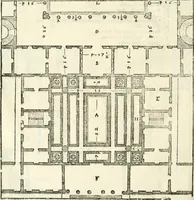 An illustration from I quattro libri dell'architettura di Andrea Palladio : ne' quali, dopò vn breue trattato de' cinque ordini, & di quelli auertimenti, che sono più necesarij nel fabricare : si tratta delle case private, delle vie, de i ponti, delle piazze, de i xisti, & de'tempij (1616)