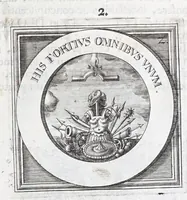 An illustration from Quinquagena symbolorum heroica, in praecipua capita et dogmata S. regulae sanctissimi monachorum patris et legislatoris Benedicti, omnium justorum spiritu pleni : ad recolligendum animum horis succisivis concepta, et exegesibus brevibus metrico-prosaicis asceticis illustrata (1741)