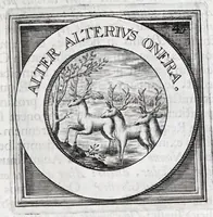 An illustration from Quinquagena symbolorum heroica, in praecipua capita et dogmata S. regulae sanctissimi monachorum patris et legislatoris Benedicti, omnium justorum spiritu pleni : ad recolligendum animum horis succisivis concepta, et exegesibus brevibus metrico-prosaicis asceticis illustrata (1741)