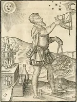 An illustration from Quinta essentia, das ist, Die höchste Subtilitet, Krafft vnd Wirckung, beyder der fürtrefflichsten, vnd menschlichem Geschlecht am nützlichsten Künsten, der Medicin vnd Alchemy : auch wie nahe diese beyde mit Sipschafft gefreund vnd verwandt sind, vnd das eine ohn beystandt der andern nicht nütz sey, oder in den menschlichen Cörpern zu wircken kein Krafft habe : Vergleichung der alten und newen Medicin, vnd wie alle Subtiliteten ausgezogen, die Element geschieden, alle Corpora gemutirt ... : jetzt von newem, sampt Eröffnung der vertunckelten Sententz, Wort vnd Namen, gemehret vnd gebessert (1574)
