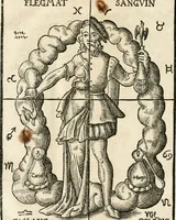 An illustration from Quinta essentia, das ist, Die höchste Subtilitet, Krafft vnd Wirckung, beyder der fürtrefflichsten, vnd menschlichem Geschlecht am nützlichsten Künsten, der Medicin vnd Alchemy : auch wie nahe diese beyde mit Sipschafft gefreund vnd verwandt sind, vnd das eine ohn beystandt der andern nicht nütz sey, oder in den menschlichen Cörpern zu wircken kein Krafft habe : Vergleichung der alten und newen Medicin, vnd wie alle Subtiliteten ausgezogen, die Element geschieden, alle Corpora gemutirt ... : jetzt von newem, sampt Eröffnung der vertunckelten Sententz, Wort vnd Namen, gemehret vnd gebessert (1574)