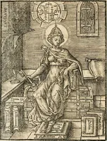 An illustration from Quinta essentia, das ist, Die höchste Subtilitet, Krafft vnd Wirckung, beyder der fürtrefflichsten, vnd menschlichem Geschlecht am nützlichsten Künsten, der Medicin vnd Alchemy : auch wie nahe diese beyde mit Sipschafft gefreund vnd verwandt sind, vnd das eine ohn beystandt der andern nicht nütz sey, oder in den menschlichen Cörpern zu wircken kein Krafft habe : Vergleichung der alten und newen Medicin, vnd wie alle Subtiliteten ausgezogen, die Element geschieden, alle Corpora gemutirt ... : jetzt von newem, sampt Eröffnung der vertunckelten Sententz, Wort vnd Namen, gemehret vnd gebessert (1574)