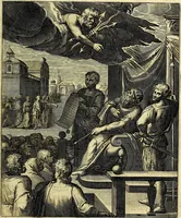 Picture 36 of 104 from Quinti Horatii Flacci emblemata imaginibus in æs incis, notisq́; illustrata (1612), leaf 84
