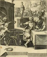 Picture 24 of 107 from Quinti Horatij Flacci Emblemata : imaginibus in aes incisis, notis[que] illustrata (1612), leaf 52
