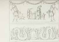 An illustration from Raccolta de' piu belli ed interessanti dipinti, musaici ed altri monumenti rinvenuti negli scavi di Ercolano, di Pompei, e di Stabia, che ammiransi nel Museo nazionale.. (1876)