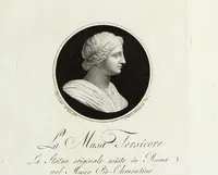 An illustration from Raccolta di dodici busti cavati dalle antiche statue originali : e sono l'Apollo citaredo colle muse, e l'Apollo detto di Belvedere, queste si ammirano nel Museo Pio-Clementino, la Venere de Medici, nel Museo ducale in Firenze (1794)