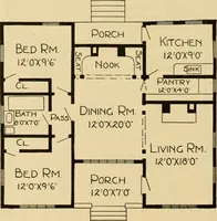 An illustration from Radford's artistic bungalows : unique collection of 208 designs, best modern ideas in bungalow architecture. (1908)