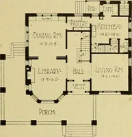 An illustration from Radford's brick houses and how to build them : a standard collection of new, original, and artistic designs for brick houses, apartments, stores and flats, garages, etc. ; together with complete instruction in the manufacture of brick and its practical uses as a building material selected and compiled by William A. Radford ... Every plan designed and executed by a corps of licensed architects of the highest professional standing, assisted by a staff of expert draftsmen. Over 300 designs and details. (1912)