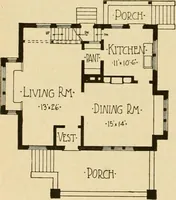 Picture 121 of 321 from Radford's brick houses and how to build them : a standard collection of new, original, and artistic designs for brick houses, apartments, stores and flats, garages, etc. ; together with complete instruction in the manufacture of brick and its practical uses as a building material selected and compiled by William A. Radford ... Every plan designed and executed by a corps of licensed architects of the highest professional standing, assisted by a staff of expert draftsmen. Over 300 designs and details. (1912), leaf 143