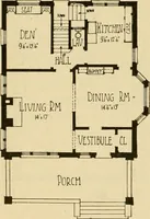 An illustration from Radford's brick houses and how to build them : a standard collection of new, original, and artistic designs for brick houses, apartments, stores and flats, garages, etc. ; together with complete instruction in the manufacture of brick and its practical uses as a building material selected and compiled by William A. Radford ... Every plan designed and executed by a corps of licensed architects of the highest professional standing, assisted by a staff of expert draftsmen. Over 300 designs and details. (1912)