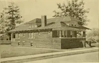 An illustration from Radford's brick houses and how to build them : a standard collection of new, original, and artistic designs for brick houses, apartments, stores and flats, garages, etc. ; together with complete instruction in the manufacture of brick and its practical uses as a building material selected and compiled by William A. Radford ... Every plan designed and executed by a corps of licensed architects of the highest professional standing, assisted by a staff of expert draftsmen. Over 300 designs and details. (1912)