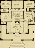 An illustration from Radford's brick houses and how to build them : a standard collection of new, original, and artistic designs for brick houses, apartments, stores and flats, garages, etc. ; together with complete instruction in the manufacture of brick and its practical uses as a building material selected and compiled by William A. Radford ... Every plan designed and executed by a corps of licensed architects of the highest professional standing, assisted by a staff of expert draftsmen. Over 300 designs and details. (1912)