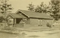 An illustration from Radford's brick houses and how to build them : a standard collection of new, original, and artistic designs for brick houses, apartments, stores and flats, garages, etc. ; together with complete instruction in the manufacture of brick and its practical uses as a building material selected and compiled by William A. Radford ... Every plan designed and executed by a corps of licensed architects of the highest professional standing, assisted by a staff of expert draftsmen. Over 300 designs and details. (1912)