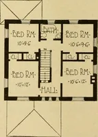 An illustration from Radford's brick houses and how to build them : a standard collection of new, original, and artistic designs for brick houses, apartments, stores and flats, garages, etc. ; together with complete instruction in the manufacture of brick and its practical uses as a building material selected and compiled by William A. Radford ... Every plan designed and executed by a corps of licensed architects of the highest professional standing, assisted by a staff of expert draftsmen. Over 300 designs and details. (1912)