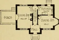 An illustration from Radford's brick houses and how to build them : a standard collection of new, original, and artistic designs for brick houses, apartments, stores and flats, garages, etc. ; together with complete instruction in the manufacture of brick and its practical uses as a building material selected and compiled by William A. Radford ... Every plan designed and executed by a corps of licensed architects of the highest professional standing, assisted by a staff of expert draftsmen. Over 300 designs and details. (1912)