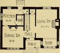 Picture 181 of 321 from Radford's brick houses and how to build them : a standard collection of new, original, and artistic designs for brick houses, apartments, stores and flats, garages, etc. ; together with complete instruction in the manufacture of brick and its practical uses as a building material selected and compiled by William A. Radford ... Every plan designed and executed by a corps of licensed architects of the highest professional standing, assisted by a staff of expert draftsmen. Over 300 designs and details. (1912), leaf 166
