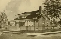 An illustration from Radford's brick houses and how to build them : a standard collection of new, original, and artistic designs for brick houses, apartments, stores and flats, garages, etc. ; together with complete instruction in the manufacture of brick and its practical uses as a building material selected and compiled by William A. Radford ... Every plan designed and executed by a corps of licensed architects of the highest professional standing, assisted by a staff of expert draftsmen. Over 300 designs and details. (1912)
