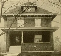 An illustration from Radford's brick houses and how to build them : a standard collection of new, original, and artistic designs for brick houses, apartments, stores and flats, garages, etc. ; together with complete instruction in the manufacture of brick and its practical uses as a building material selected and compiled by William A. Radford ... Every plan designed and executed by a corps of licensed architects of the highest professional standing, assisted by a staff of expert draftsmen. Over 300 designs and details. (1912)