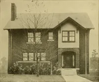 An illustration from Radford's brick houses and how to build them : a standard collection of new, original, and artistic designs for brick houses, apartments, stores and flats, garages, etc. ; together with complete instruction in the manufacture of brick and its practical uses as a building material selected and compiled by William A. Radford ... Every plan designed and executed by a corps of licensed architects of the highest professional standing, assisted by a staff of expert draftsmen. Over 300 designs and details. (1912)