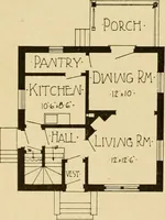 An illustration from Radford's brick houses and how to build them : a standard collection of new, original, and artistic designs for brick houses, apartments, stores and flats, garages, etc. ; together with complete instruction in the manufacture of brick and its practical uses as a building material selected and compiled by William A. Radford ... Every plan designed and executed by a corps of licensed architects of the highest professional standing, assisted by a staff of expert draftsmen. Over 300 designs and details. (1912)