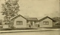 An illustration from Radford's brick houses and how to build them : a standard collection of new, original, and artistic designs for brick houses, apartments, stores and flats, garages, etc. ; together with complete instruction in the manufacture of brick and its practical uses as a building material selected and compiled by William A. Radford ... Every plan designed and executed by a corps of licensed architects of the highest professional standing, assisted by a staff of expert draftsmen. Over 300 designs and details. (1912)