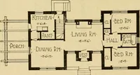 An illustration from Radford's brick houses and how to build them : a standard collection of new, original, and artistic designs for brick houses, apartments, stores and flats, garages, etc. ; together with complete instruction in the manufacture of brick and its practical uses as a building material selected and compiled by William A. Radford ... Every plan designed and executed by a corps of licensed architects of the highest professional standing, assisted by a staff of expert draftsmen. Over 300 designs and details. (1912)