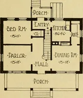 An illustration from Radford's brick houses and how to build them : a standard collection of new, original, and artistic designs for brick houses, apartments, stores and flats, garages, etc. ; together with complete instruction in the manufacture of brick and its practical uses as a building material selected and compiled by William A. Radford ... Every plan designed and executed by a corps of licensed architects of the highest professional standing, assisted by a staff of expert draftsmen. Over 300 designs and details. (1912)