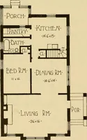 An illustration from Radford's brick houses and how to build them : a standard collection of new, original, and artistic designs for brick houses, apartments, stores and flats, garages, etc. ; together with complete instruction in the manufacture of brick and its practical uses as a building material selected and compiled by William A. Radford ... Every plan designed and executed by a corps of licensed architects of the highest professional standing, assisted by a staff of expert draftsmen. Over 300 designs and details. (1912)