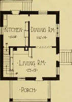 An illustration from Radford's brick houses and how to build them : a standard collection of new, original, and artistic designs for brick houses, apartments, stores and flats, garages, etc. ; together with complete instruction in the manufacture of brick and its practical uses as a building material selected and compiled by William A. Radford ... Every plan designed and executed by a corps of licensed architects of the highest professional standing, assisted by a staff of expert draftsmen. Over 300 designs and details. (1912)