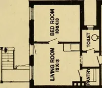An illustration from Radford's brick houses and how to build them : a standard collection of new, original, and artistic designs for brick houses, apartments, stores and flats, garages, etc. ; together with complete instruction in the manufacture of brick and its practical uses as a building material selected and compiled by William A. Radford ... Every plan designed and executed by a corps of licensed architects of the highest professional standing, assisted by a staff of expert draftsmen. Over 300 designs and details. (1912)