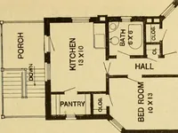 An illustration from Radford's brick houses and how to build them : a standard collection of new, original, and artistic designs for brick houses, apartments, stores and flats, garages, etc. ; together with complete instruction in the manufacture of brick and its practical uses as a building material selected and compiled by William A. Radford ... Every plan designed and executed by a corps of licensed architects of the highest professional standing, assisted by a staff of expert draftsmen. Over 300 designs and details. (1912)