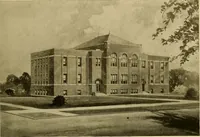 An illustration from Radford's brick houses and how to build them : a standard collection of new, original, and artistic designs for brick houses, apartments, stores and flats, garages, etc. ; together with complete instruction in the manufacture of brick and its practical uses as a building material selected and compiled by William A. Radford ... Every plan designed and executed by a corps of licensed architects of the highest professional standing, assisted by a staff of expert draftsmen. Over 300 designs and details. (1912)