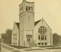 An illustration from Radford's brick houses and how to build them : a standard collection of new, original, and artistic designs for brick houses, apartments, stores and flats, garages, etc. ; together with complete instruction in the manufacture of brick and its practical uses as a building material selected and compiled by William A. Radford ... Every plan designed and executed by a corps of licensed architects of the highest professional standing, assisted by a staff of expert draftsmen. Over 300 designs and details. (1912)