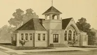 An illustration from Radford's brick houses and how to build them : a standard collection of new, original, and artistic designs for brick houses, apartments, stores and flats, garages, etc. ; together with complete instruction in the manufacture of brick and its practical uses as a building material selected and compiled by William A. Radford ... Every plan designed and executed by a corps of licensed architects of the highest professional standing, assisted by a staff of expert draftsmen. Over 300 designs and details. (1912)