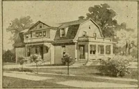 An illustration from Radford's brick houses and how to build them : a standard collection of new, original, and artistic designs for brick houses, apartments, stores and flats, garages, etc. ; together with complete instruction in the manufacture of brick and its practical uses as a building material selected and compiled by William A. Radford ... Every plan designed and executed by a corps of licensed architects of the highest professional standing, assisted by a staff of expert draftsmen. Over 300 designs and details. (1912)