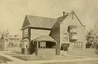 An illustration from Radford's brick houses and how to build them : a standard collection of new, original, and artistic designs for brick houses, apartments, stores and flats, garages, etc. ; together with complete instruction in the manufacture of brick and its practical uses as a building material selected and compiled by William A. Radford ... Every plan designed and executed by a corps of licensed architects of the highest professional standing, assisted by a staff of expert draftsmen. Over 300 designs and details. (1912)