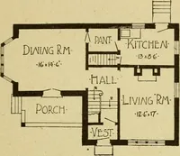 Picture 46 of 321 from Radford's brick houses and how to build them : a standard collection of new, original, and artistic designs for brick houses, apartments, stores and flats, garages, etc. ; together with complete instruction in the manufacture of brick and its practical uses as a building material selected and compiled by William A. Radford ... Every plan designed and executed by a corps of licensed architects of the highest professional standing, assisted by a staff of expert draftsmen. Over 300 designs and details. (1912), leaf 58